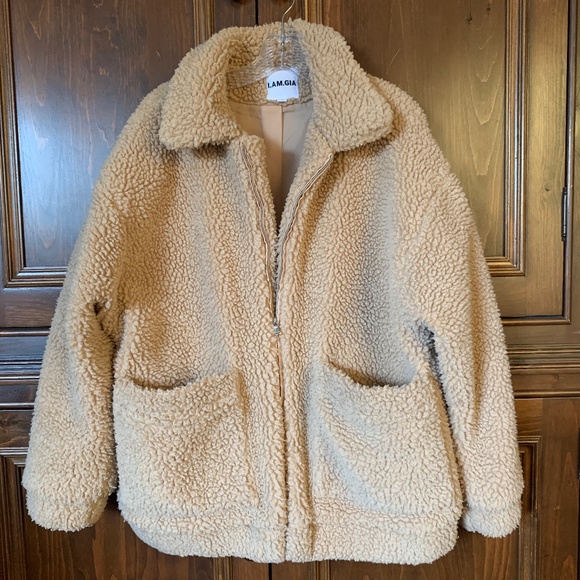 I.AM.GIA Jackets & Blazers - I.AM.GIA Beige Tan Teddy Bear Sherpa Pixie Coat Jacket - S